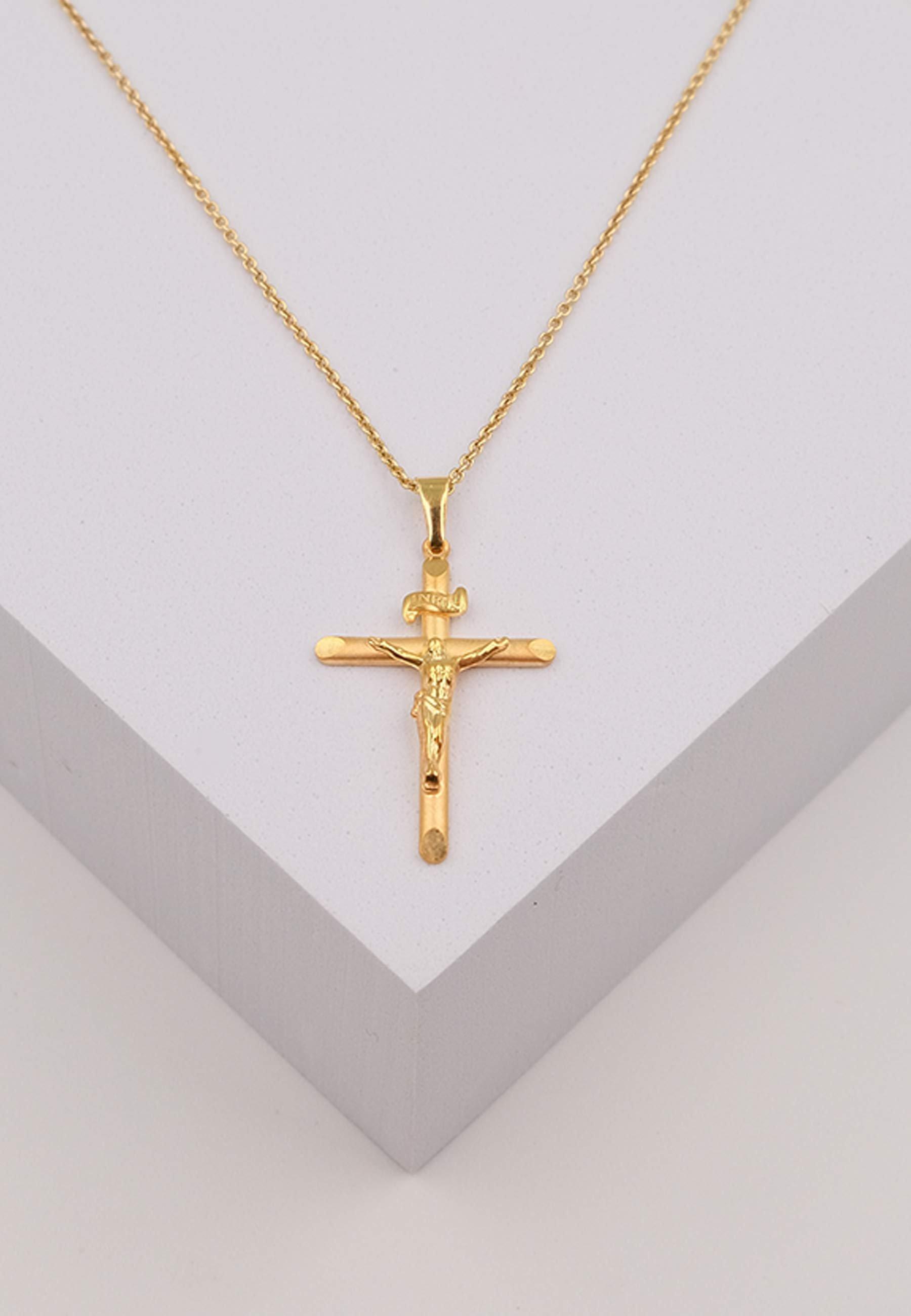 MUAU Schmuck  Anhänger Kreuz Gelbgold 750 Christus 35x19mm 