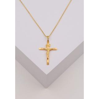 MUAU Schmuck  Pendentif croix or jaune 750 Christ 35x19mm 