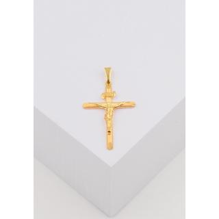 MUAU Schmuck  Pendentif croix or jaune 750 Christ 35x19mm 