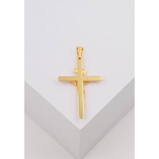 MUAU Schmuck  Pendentif croix or jaune 750 Christ 35x19mm 