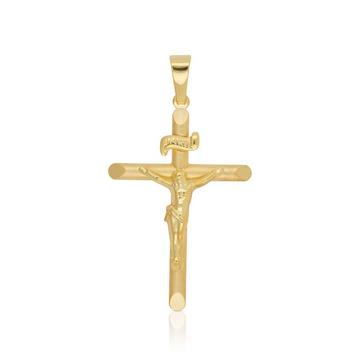 Pendentif croix or jaune 750 Christ 35x19mm