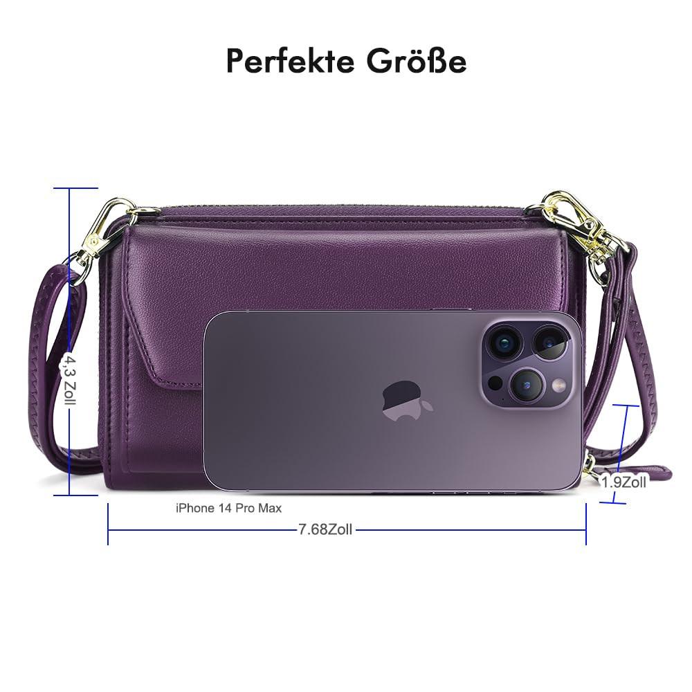 Only-bags.store Portafoglio Piccolo Scomparti Carte di Credito Tasca Telefono con Cerniera 2 Cinghie  