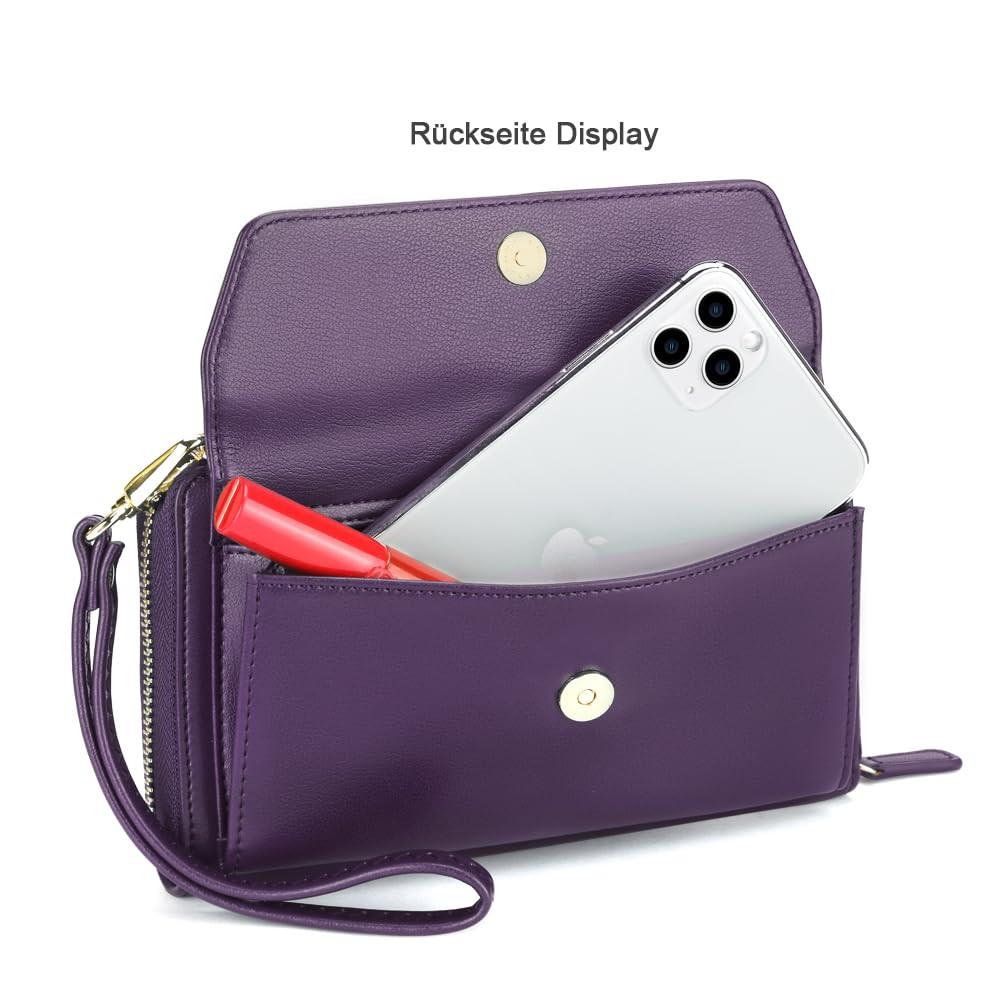 Only-bags.store Portafoglio Piccolo Scomparti Carte di Credito Tasca Telefono con Cerniera 2 Cinghie  