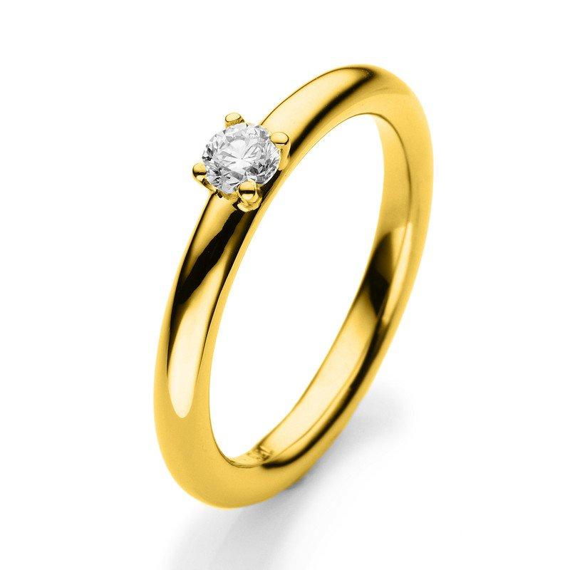 Image of Solitär-ring 585/14k Gelbgold Diamant 0.21ct. Damen Gelbgold ONE SIZE