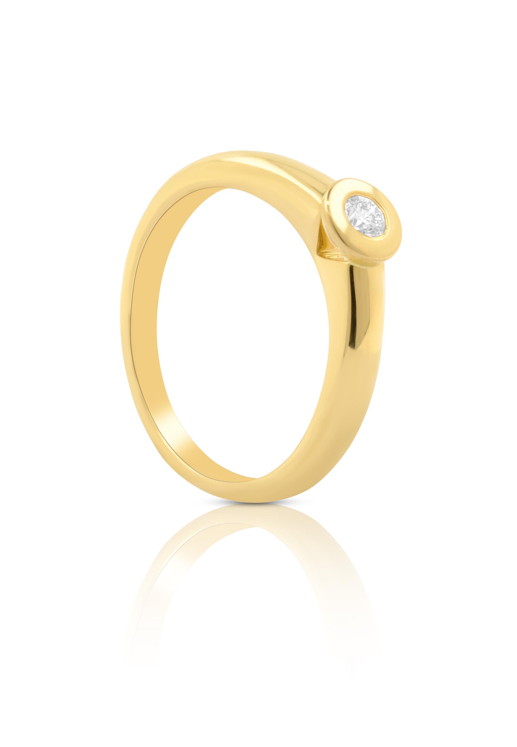 MUAU Schmuck  Solitaire Ring Diamant 0.10ct. Gelbgold 750 