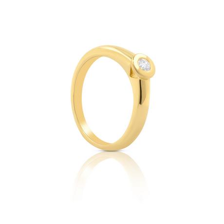 MUAU Schmuck  Solitaire Ring Diamant 0.10ct. Gelbgold 750 