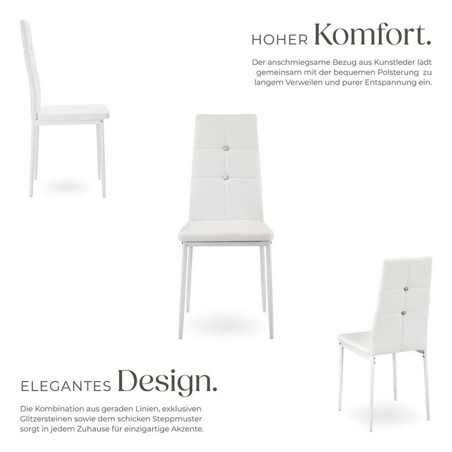 Tectake Ensemble de chaises de salle à manger JULIEN rembourré avec revêtement aspect cuir  