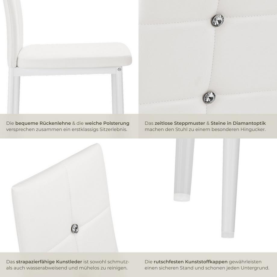 Tectake Ensemble de chaises de salle à manger JULIEN rembourré avec revêtement aspect cuir  