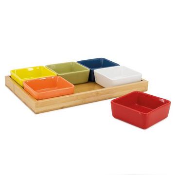 Schalenset mit Holztablett 7er Set