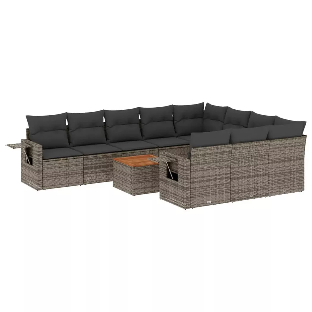 VidaXL - set divano da giardino Polirattan, One Size, Nero