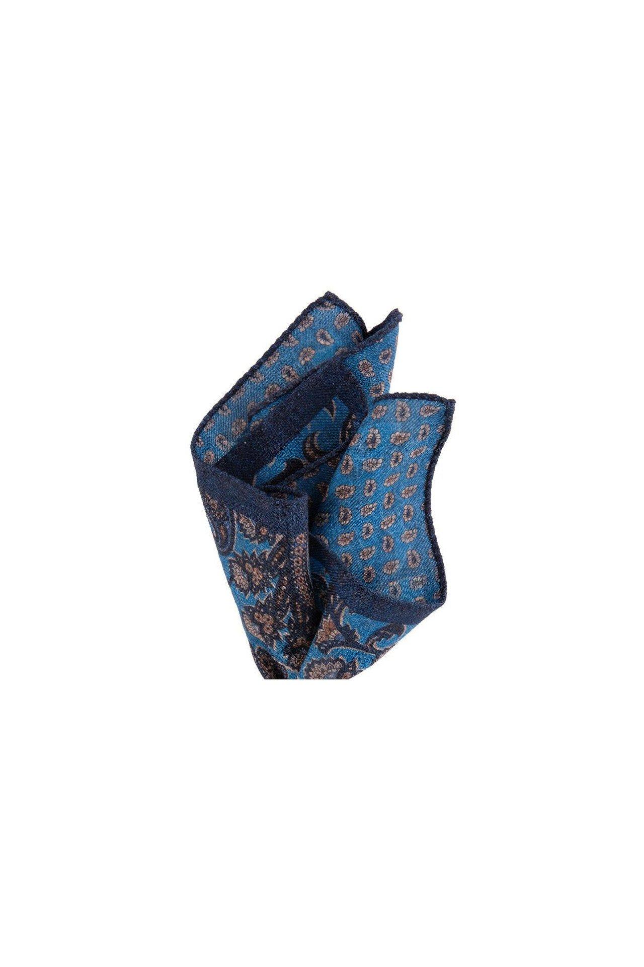 Image of Einstecktuch Mit 2 Wollmotiven Herren Blau