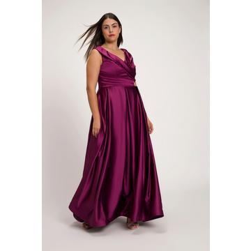 Abendkleid, drapiert, A-Linie, V-Ausschnitt, ärmellos