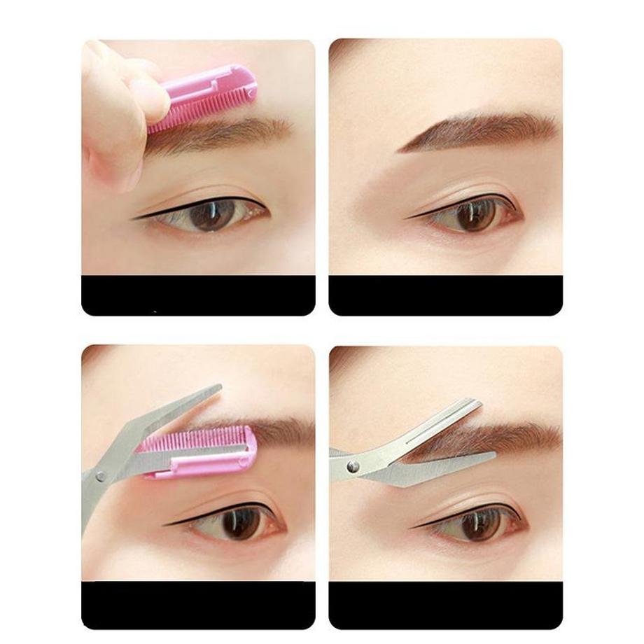 B2X  Forbici per sopracciglia con pettine - rosa 
