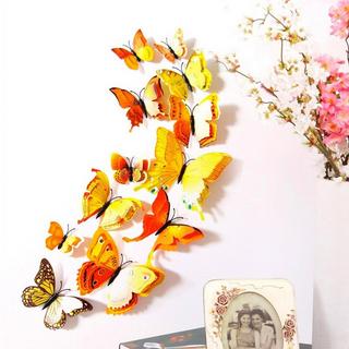 eStore 12 farfalle di carta 3D decorative gialle per pareti  