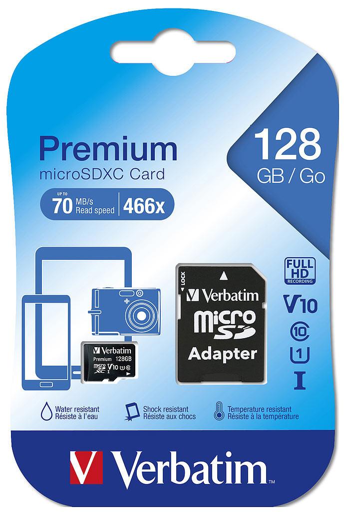 Verbatim  VERBATIM Micro SDXC Card 128GB 44085 with Adapter Class 10. UHS 1 