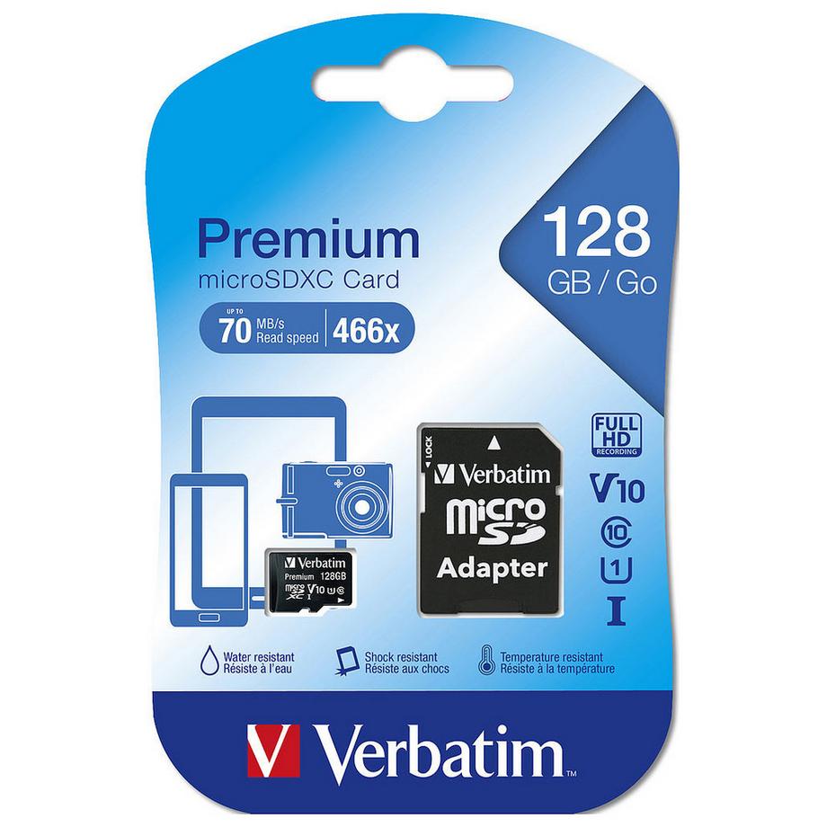 Verbatim  VERBATIM Micro SDXC Card 128GB 44085 with Adapter Class 10. UHS 1 