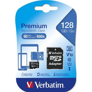 Verbatim  Scheda di memoria microSDXC Premium, 128 GB, 90 MB/s, Classe 10, U1 