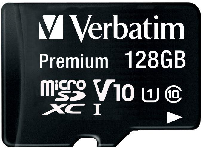 Verbatim  Scheda di memoria microSDXC Premium, 128 GB, 90 MB/s, Classe 10, U1 