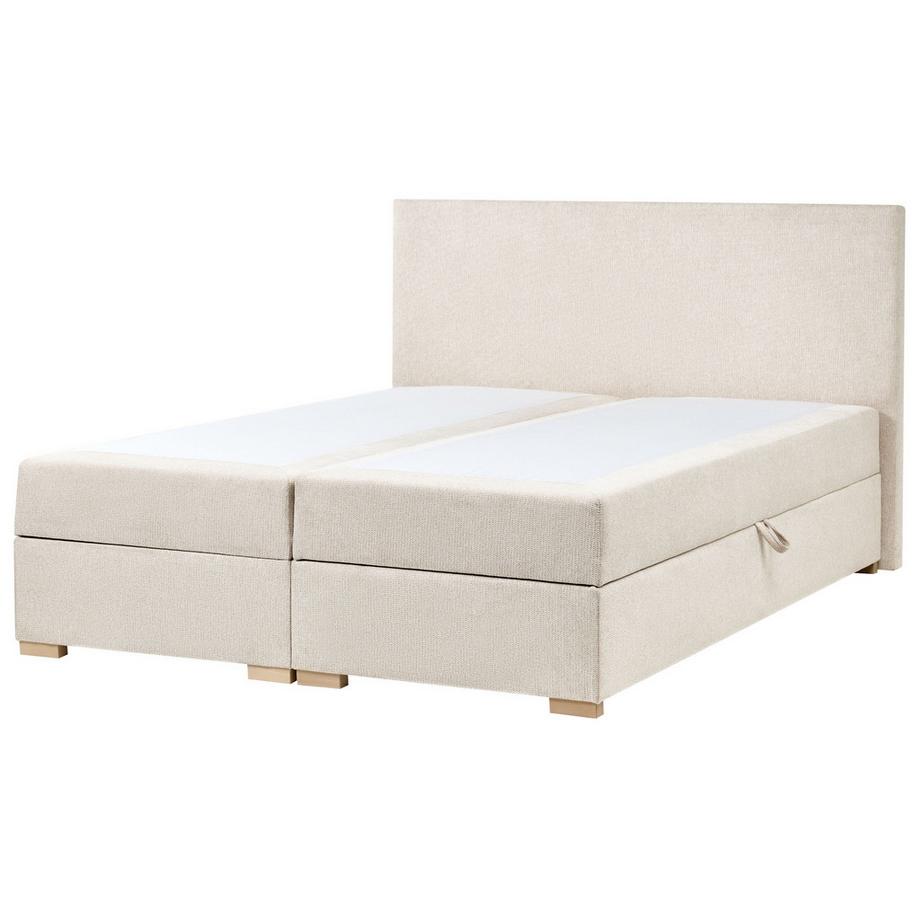 Beliani Lit boxspring avec rangement en Tissu Moderne MAJOR  