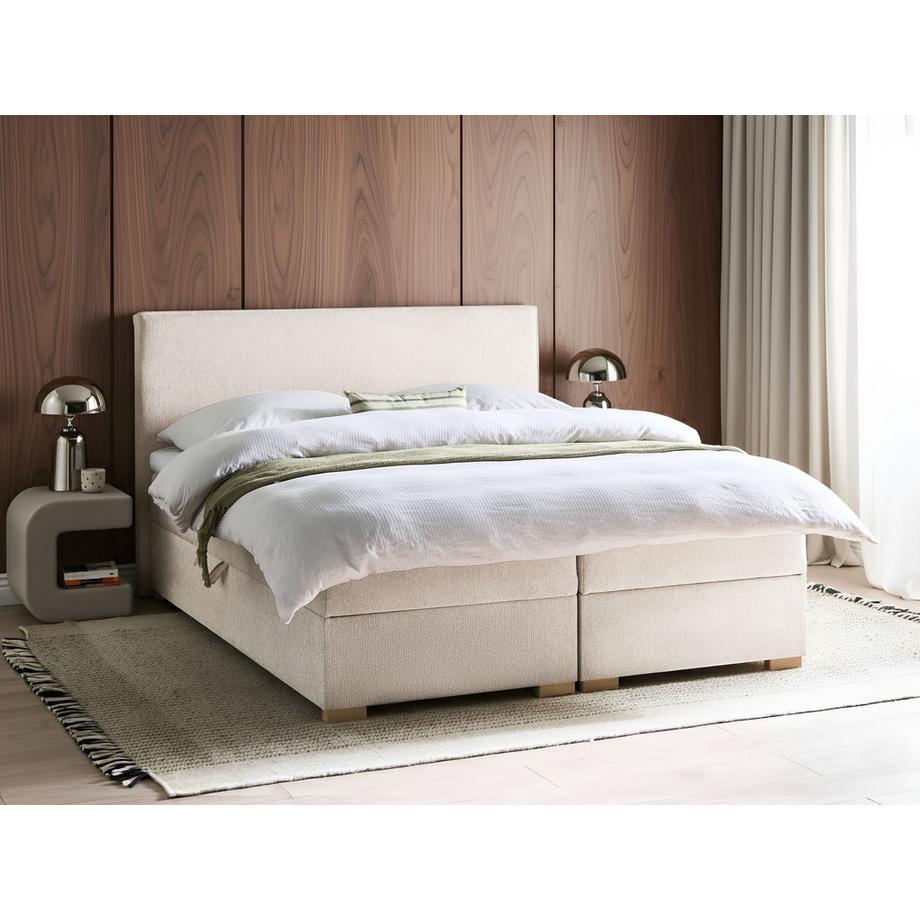 Beliani Lit boxspring avec rangement en Tissu Moderne MAJOR  