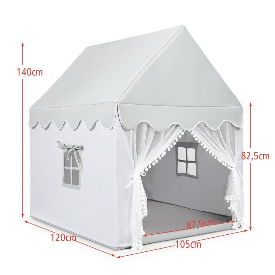 B2X  Kinderspielhaus Spielhaus mit Massivholzrahmen & Baumwollmatratze 120 x 105 x 140 cm Grau 