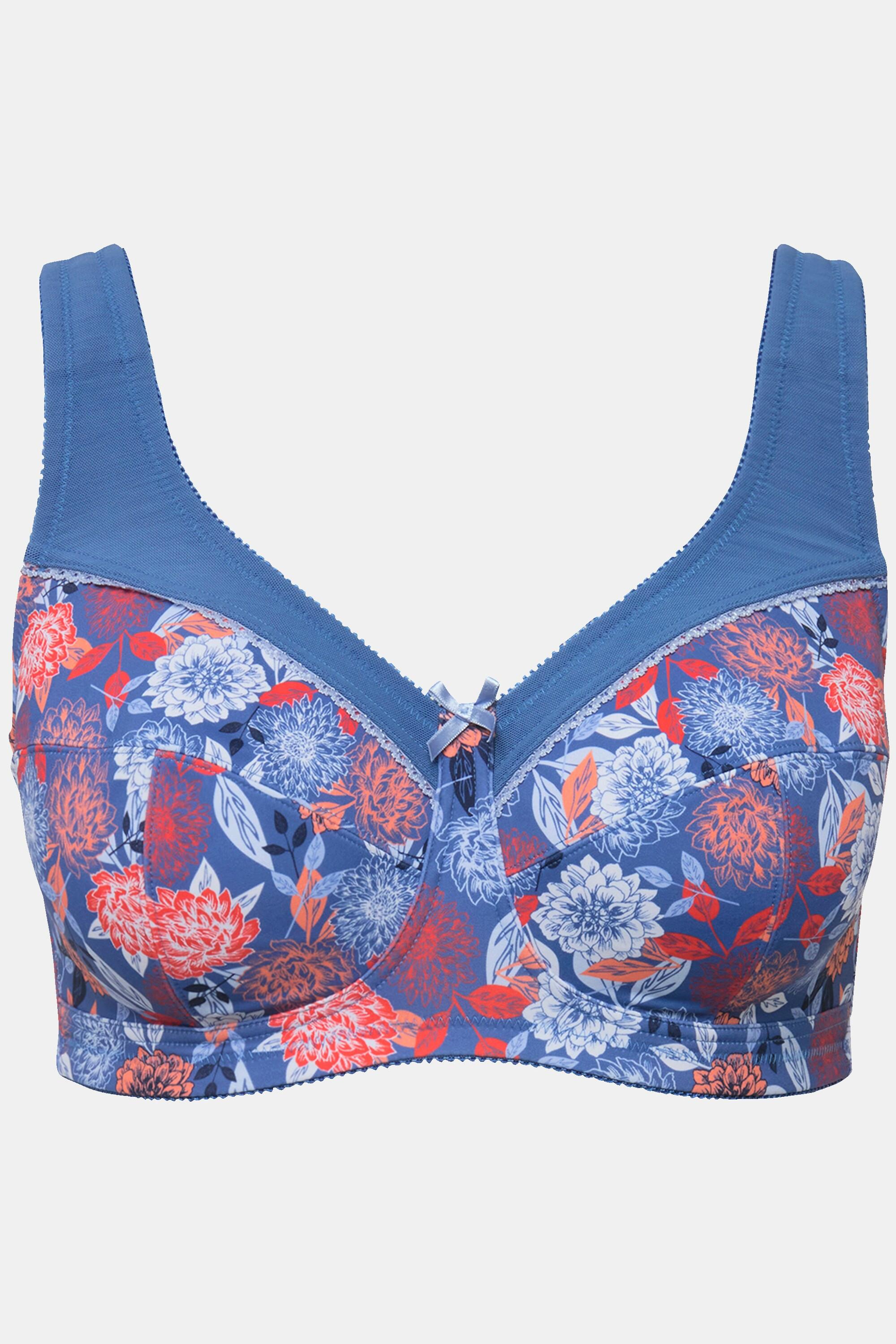 Ulla Popken  Soutien-gorge de maintien, imprimé floral. Sans armatures, bonnet C-F. 