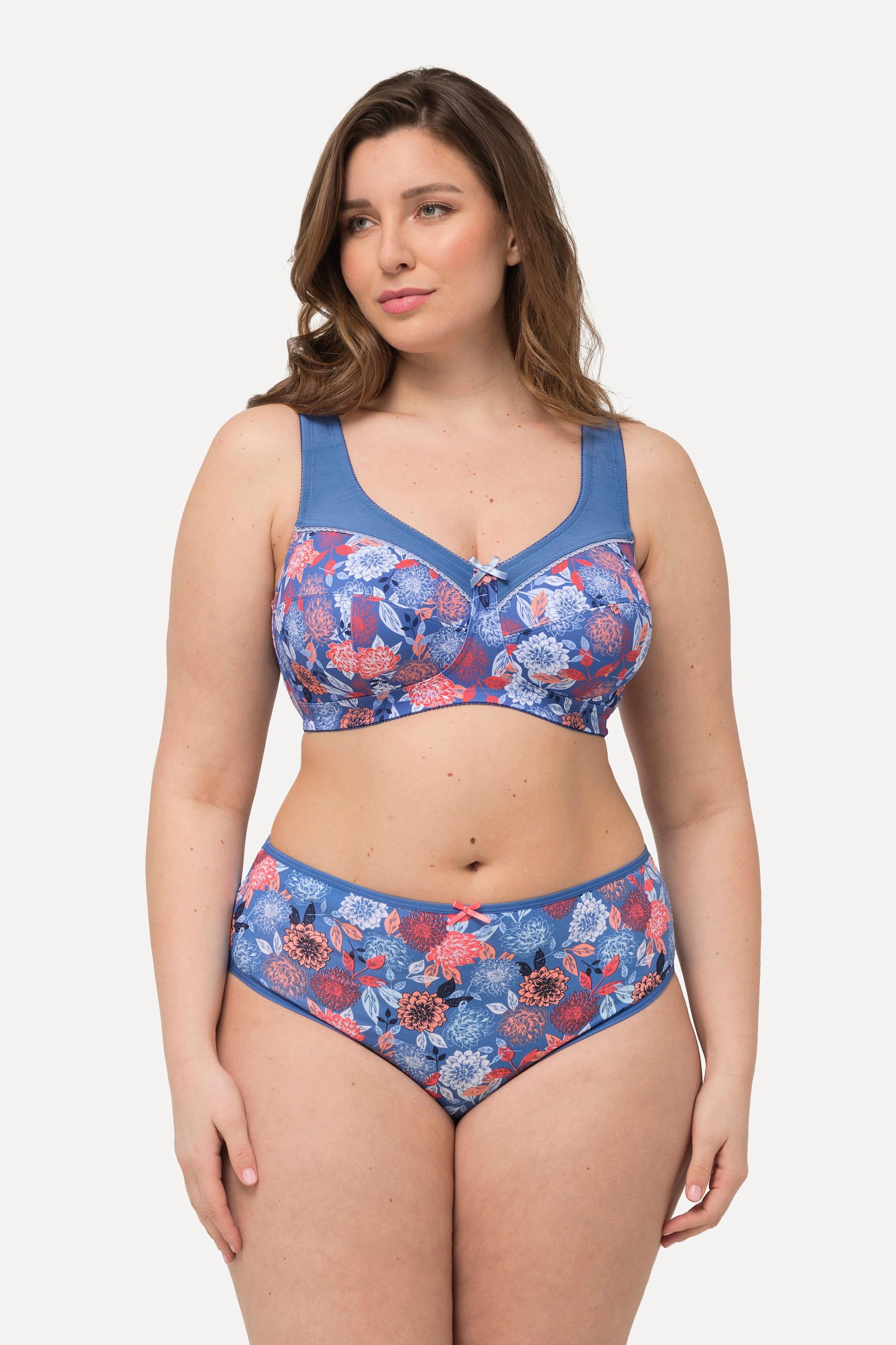 Ulla Popken  Soutien-gorge de maintien, imprimé floral. Sans armatures, bonnet C-F. 