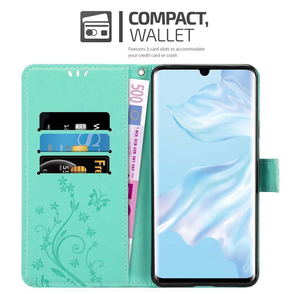 Cadorabo  Housse compatible avec Huawei P30 PRO - Coque de protection au design floral avec fermeture magnétique, fonction de support et emplacements pour cartes 