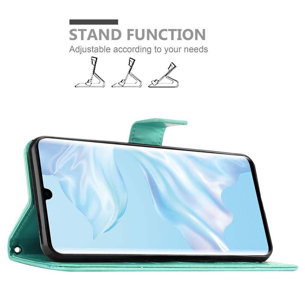 Cadorabo  Housse compatible avec Huawei P30 PRO - Coque de protection au design floral avec fermeture magnétique, fonction de support et emplacements pour cartes 