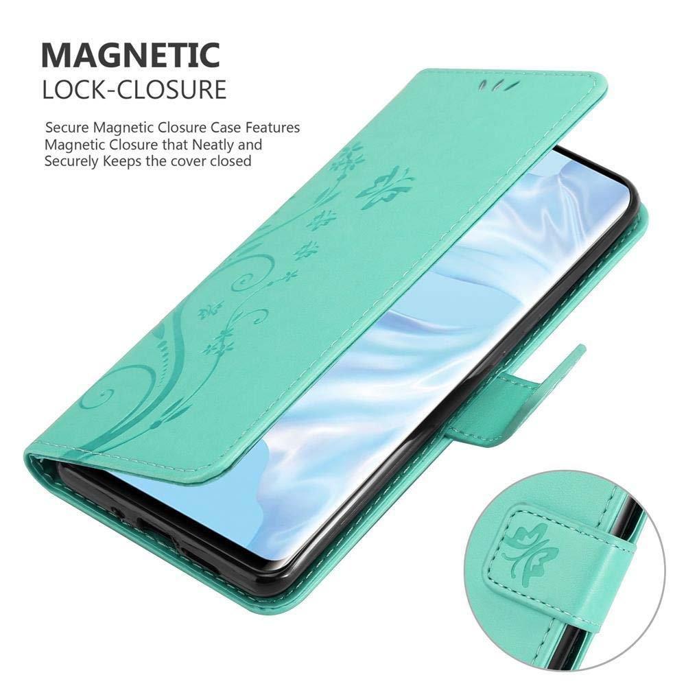 Cadorabo  Housse compatible avec Huawei P30 PRO - Coque de protection au design floral avec fermeture magnétique, fonction de support et emplacements pour cartes 