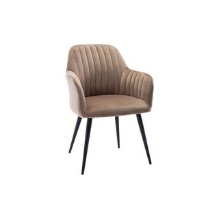 Vente-unique Sedia con braccioli in Velluto Beige e Metallo Nero - Lotto di 6 - ELEANA  