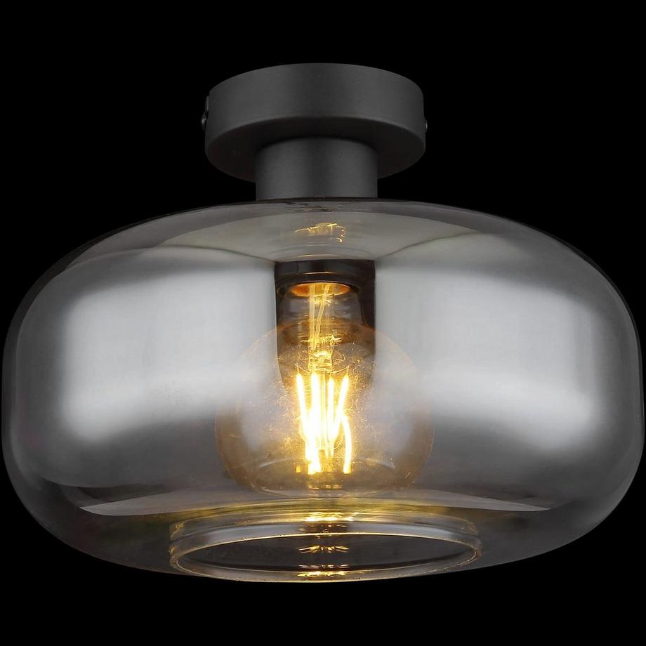 mutoni Plafonnier Giuseppe métal verre noir mat 1xE27  