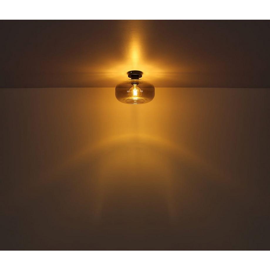 mutoni Plafonnier Giuseppe métal verre noir mat 1xE27  