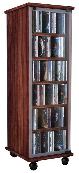 VCM CD Regal Holz Valenza | platzsparender CD Schrank mit Glastüren für 204 CDs oder 72 DVDs | Maße: H. 98 x B. 31 x T. 35 cm | elegantes DVD Regal mit  