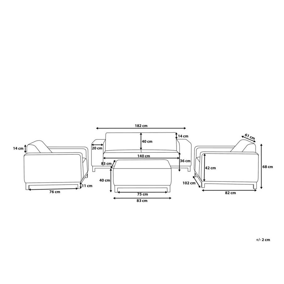 Beliani Set divani con tavolino en Tessuto Moderno ROVIGO  