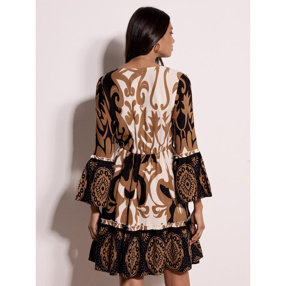 APRICOT Mini-robe à manches cloche motif paisley  