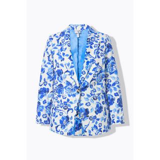 Ulla Popken  Blazer motif floral, col à revers et fente d'aisance 