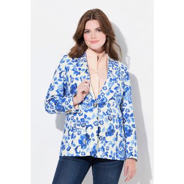 Blazer motif floral, col à revers et fente d'aisance