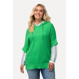 Ulla Popken  Maglione dal taglio oversize con cappuccio, maglia particolare e mezze maniche 