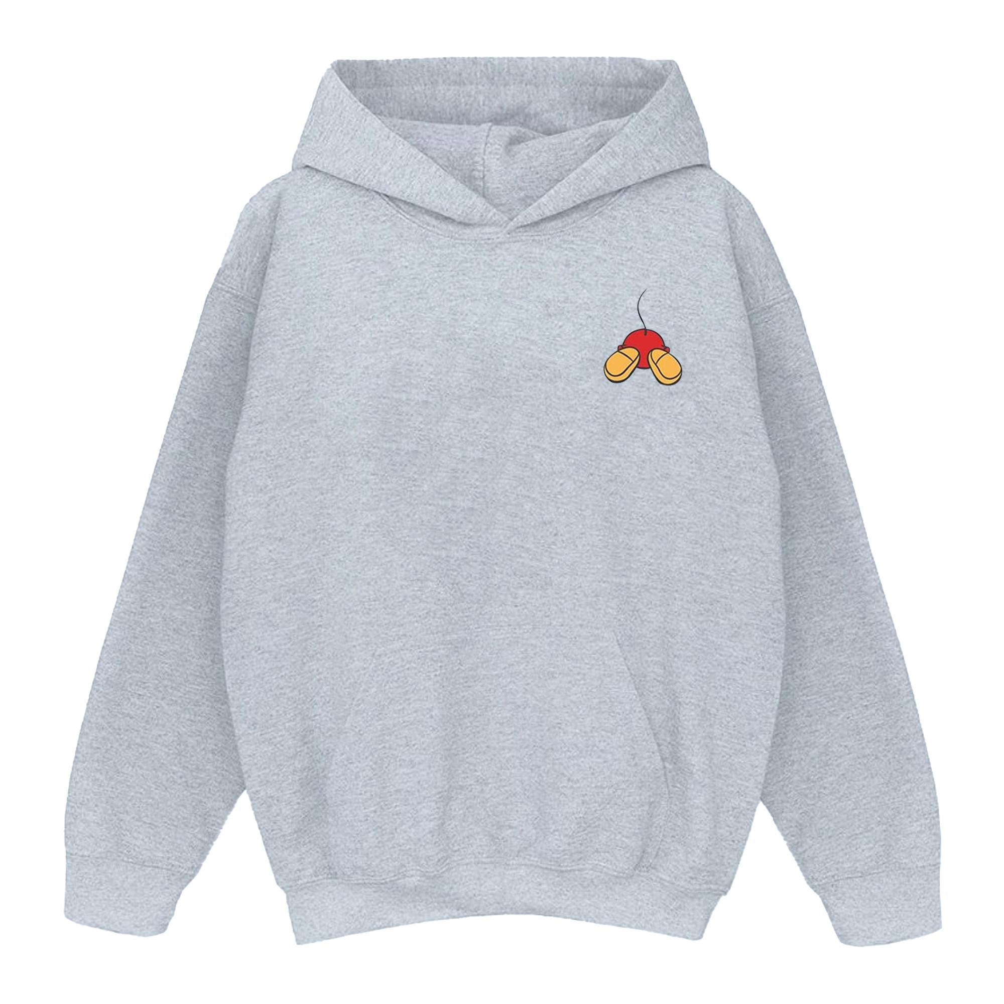 Image of Mickey Mouse Backside Breast Print Kapuzenpullover Unisex Grau 116