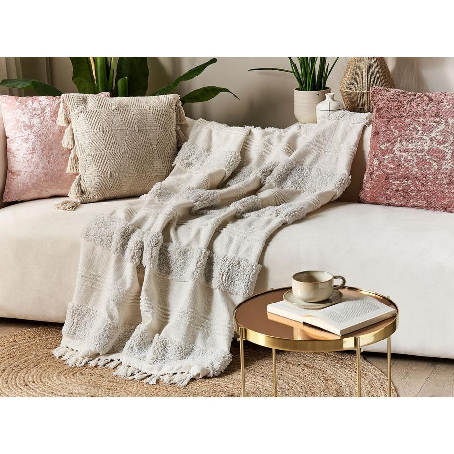 Beliani Coperta in Cotone Retrò RAEBARELI  