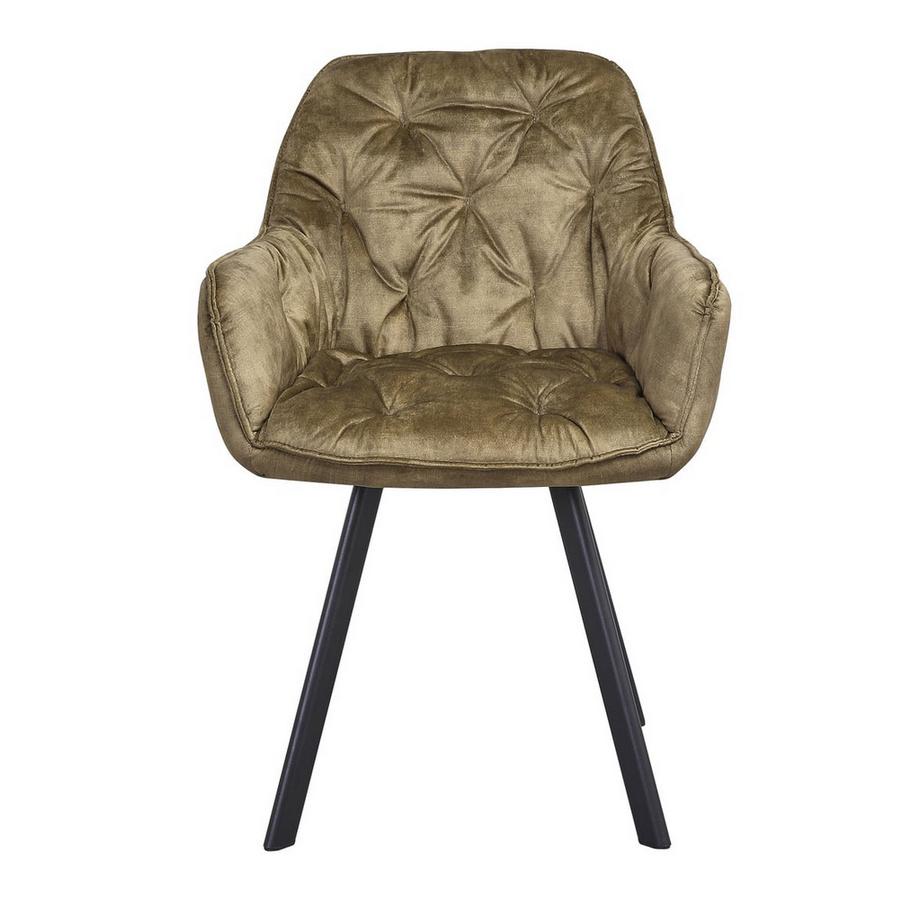 mutoni Chaise de salle à manger velours vintage vert (lot de 2)  