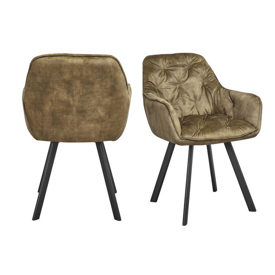Sedia da pranzo in velluto vintage verde (set di 2)