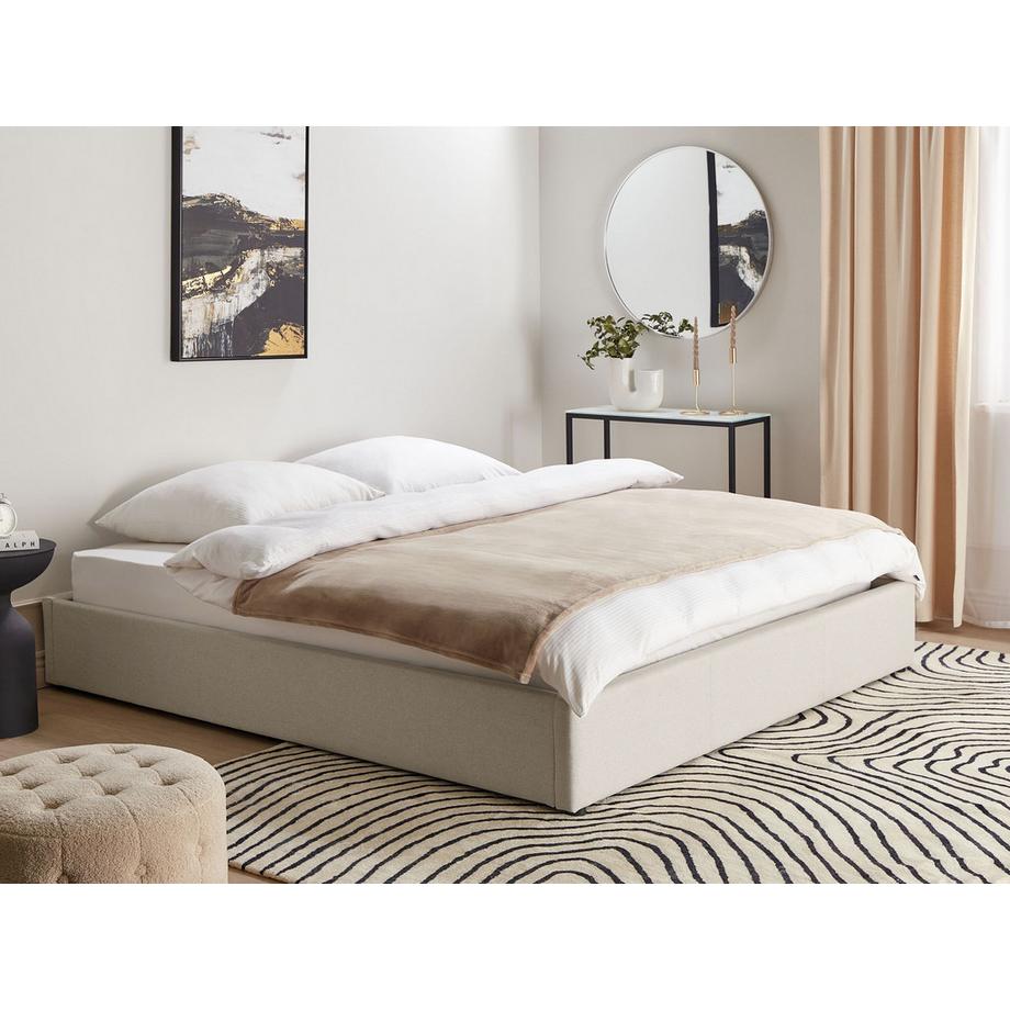 Beliani Lit ottoman sans tête de lit en Tissu Scandinave DINAN  