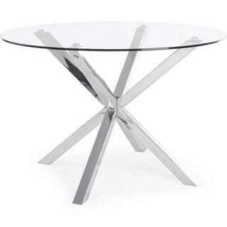 mutoni Table en verre May pieds acier rond 114x114  