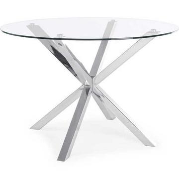 Table en verre May pieds acier rond 114x114