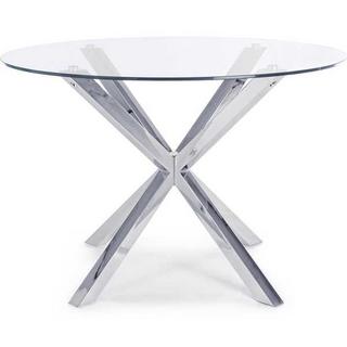 mutoni Table en verre May pieds acier rond 114x114  