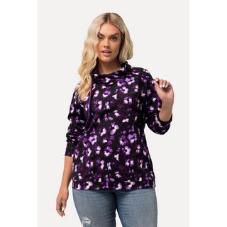 Ulla Popken  Felpa con design floreale, colletto alto e maniche lunghe raglan 