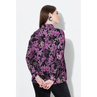Ulla Popken Blusa Velluto a Coste Stampa Floreale Collo Camicia Maniche Lunghe  
