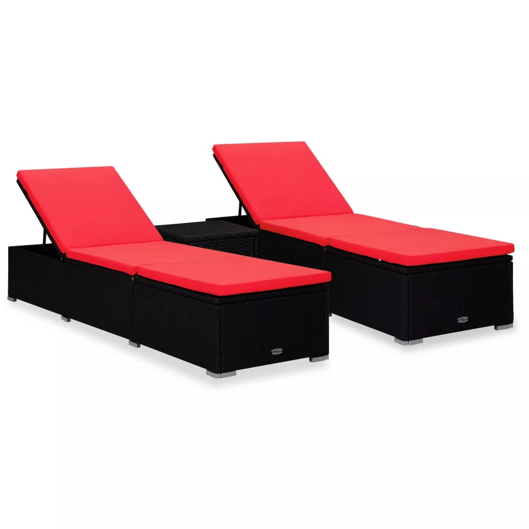 VidaXL - Sonnenliege poly-rattan, One Size, Schwarz